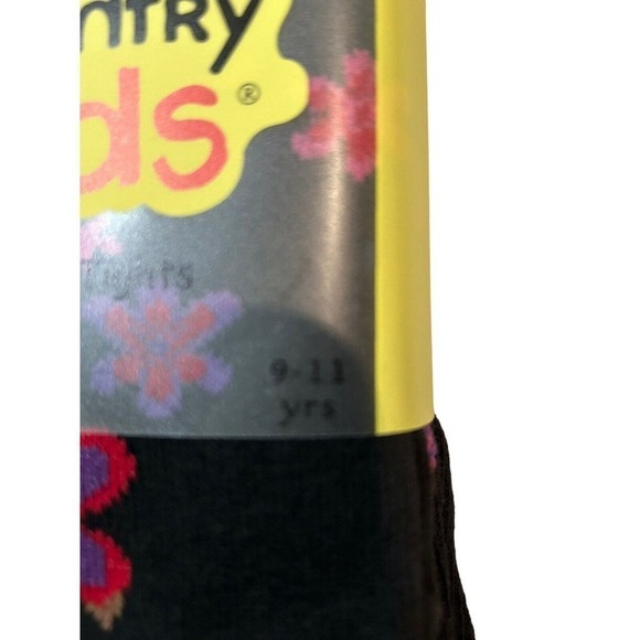 3 Pack Country Kids Cotton Girls Tights 9-11 Years Black Floral - Picture 5 of 5